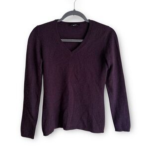 Ann Taylor Cashmere Dark Purple V-Neck Sweater